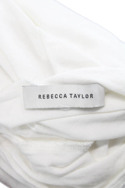 Rebecca Taylor Women Turtleneck Modal Blouse White Long Sleeve Size XS
