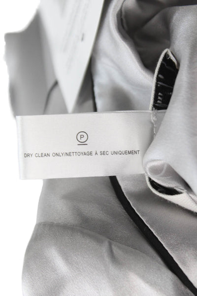 Fleur du Mal Women Silk Button Down Blouse Collared Long Sleeve Silver Size S