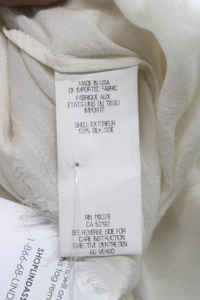 Helmut Lang Women Silk V-Neck Tunic Ivory Button 3/4 Sleeve Size S