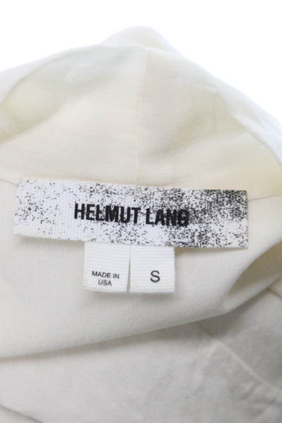 Helmut Lang Women Silk V-Neck Tunic Ivory Button 3/4 Sleeve Size S