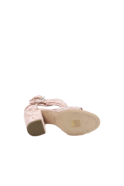 Laurence Dacade Womens Mesh Crochet Cut Out Rush Sandal Heels Pink Size 37 7
