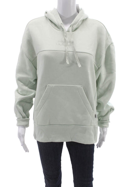 Adidas Unisex Adults Pullover Hoodie Green Drawstring Crew Neck Size S