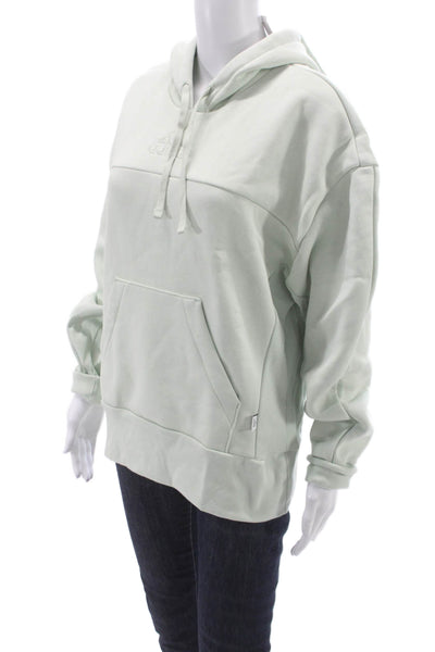 Adidas Unisex Adults Pullover Hoodie Green Drawstring Crew Neck Size S