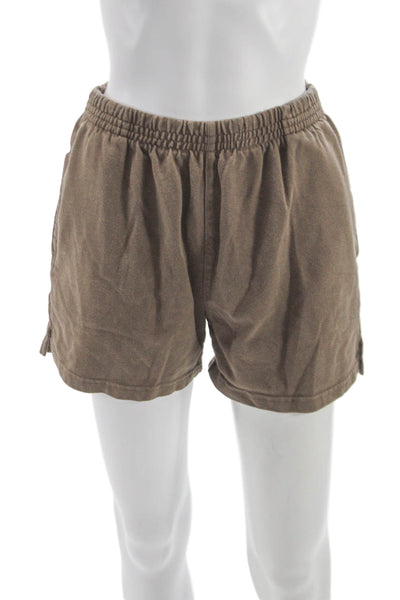 John Galt Women Knit Sweat Shorts Brown Pull On Size S