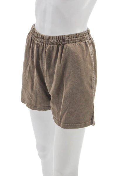John Galt Women Knit Sweat Shorts Brown Pull On Size S