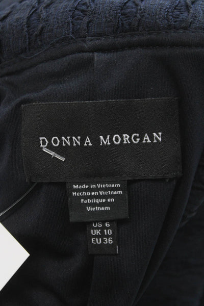 Donna Morgan Womens Maxi Dress Blue Collared Short Sleeve Zip Polyester Size 6