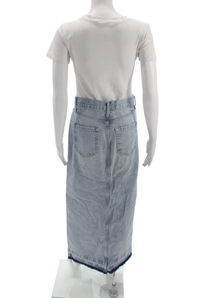 MNG Womens Blue Denim Maxi Skirt Button Closure Size S
