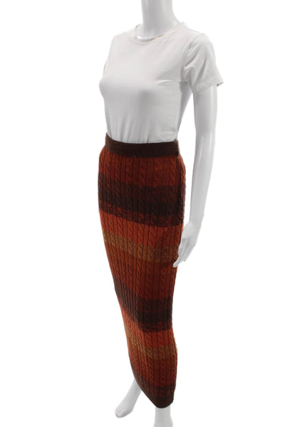Ronny Kobo Womens Striped Brown Wool Maxi Skirt Size M