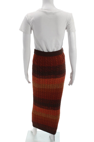 Ronny Kobo Womens Striped Brown Wool Maxi Skirt Size M
