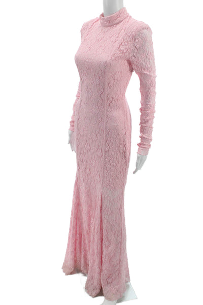 ROTATE Women Pink Lace Mermaid Dress Choker Neck Long Sleeve Size 6