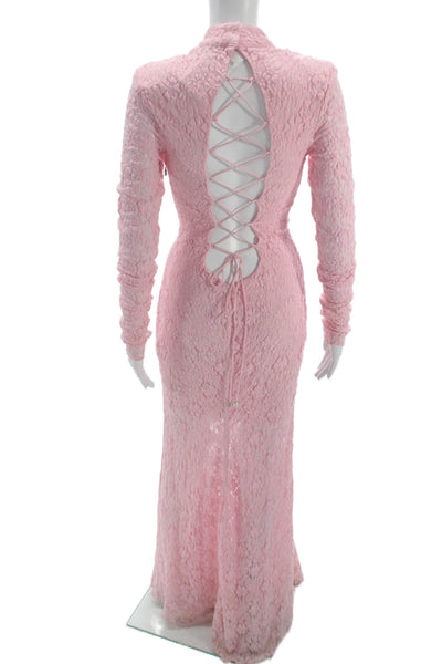 ROTATE Women Pink Lace Mermaid Dress Choker Neck Long Sleeve Size 6