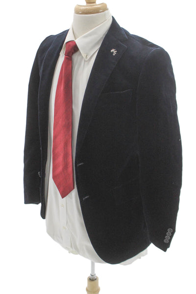 Tombolini Mens Blue Cotton Solid Blazer Size 46