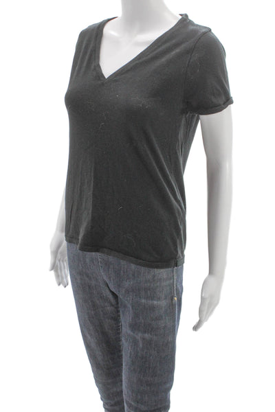 J Crew Women Jersey V-Neck T-Shirt Gray Size XS