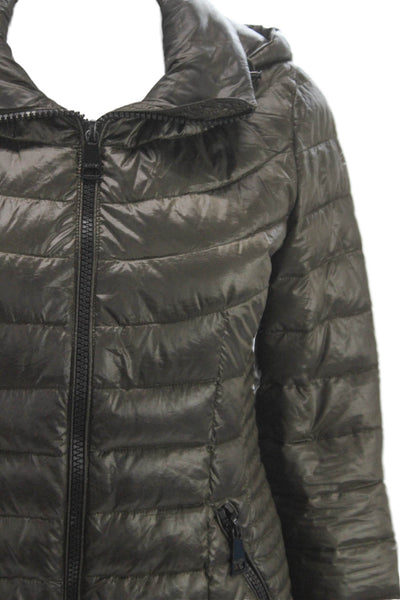 Calvin Klein Womens Puffer Jacket Green Zip Long Sleeve Size XS