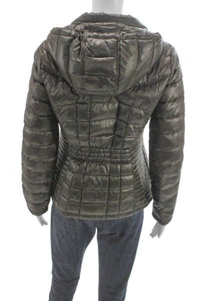 Calvin Klein Womens Puffer Jacket Green Zip Long Sleeve Size XS