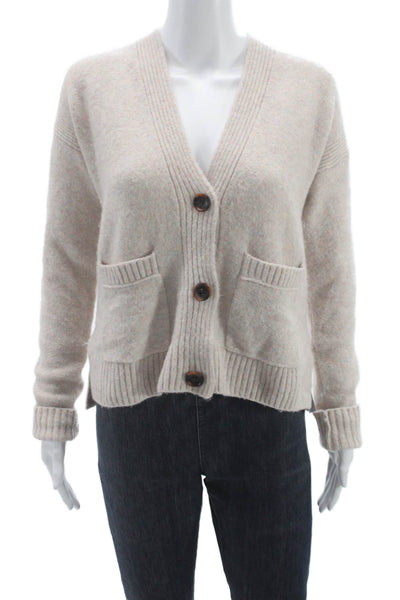 J Crew Womens Cardigan Beige V-Neck Long Sleeve Polyamide Size S