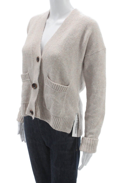 J Crew Womens Cardigan Beige V-Neck Long Sleeve Polyamide Size S