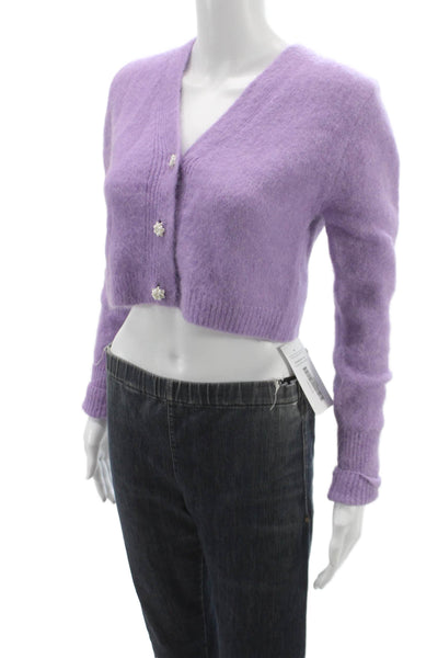 Zara Women Purple Mohair Blend V-Neck Cardigan Long Sleeve Size L
