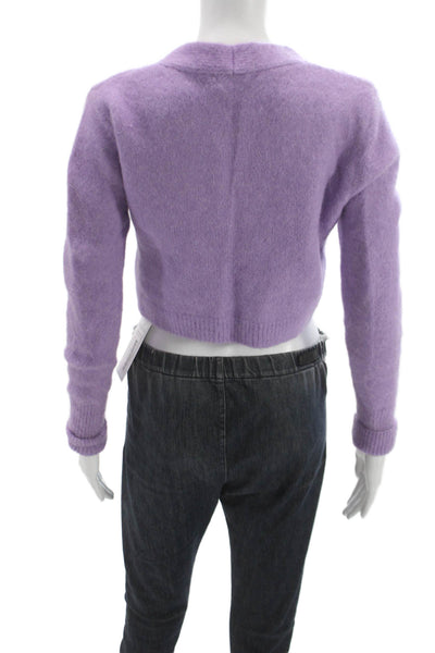 Zara Women Purple Mohair Blend V-Neck Cardigan Long Sleeve Size L