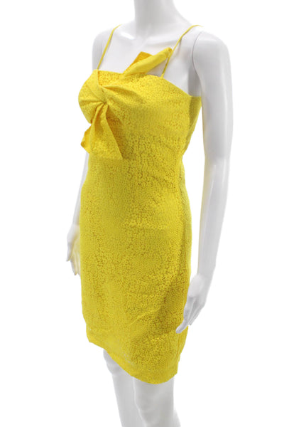Trina Turk Women Sheath Dress Yellow Sleeveless Square Neck Zip Knee Size 2