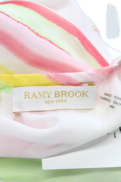 Ramy Brook Women Babydoll Multicolor Striped High Neck Mini Dress Size M