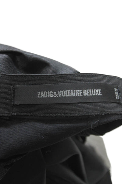 Zadig & Voltaire Women Ankle Leggings Black Coated Lyocell Size 34