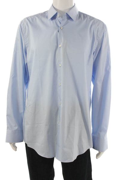Boss Hugo Boss Mens Cotton Button Up Shirt Blue Size 44/17.5