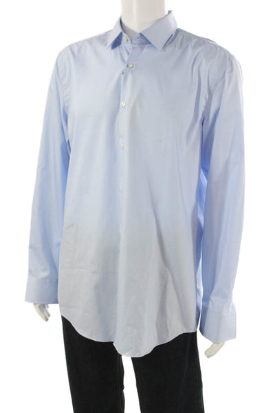 Boss Hugo Boss Mens Cotton Button Up Shirt Blue Size 44/17.5
