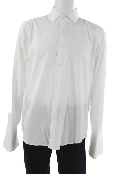 Boss Hugo Boss Mens Cotton Long Sleeve Button Up Shirt White Size 41/16