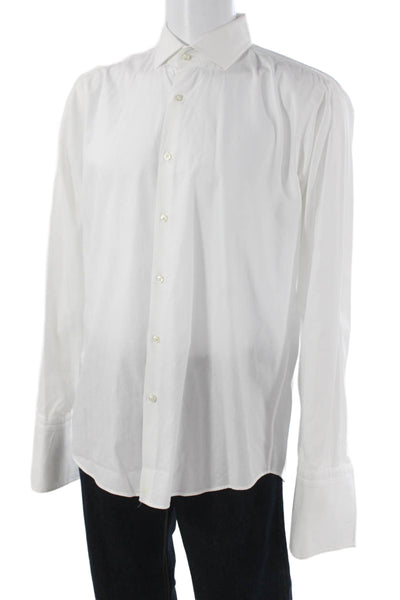 Boss Hugo Boss Mens Cotton Long Sleeve Button Up Shirt White Size 41/16