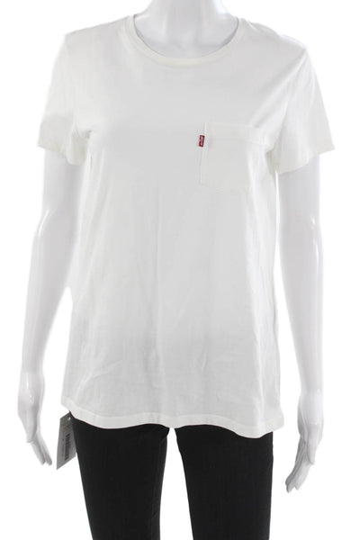 Levis Womens Basic White Crew Neck Short Sleeve T-Shirt Size S