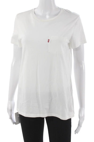 Levis Womens Basic White Crew Neck Short Sleeve T-Shirt Size S