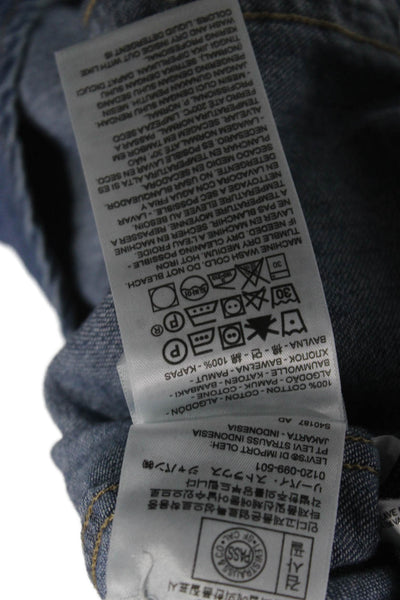 Levis Womens Western Collared Button-Up Cotton Long Sleeve Blue Top Size S
