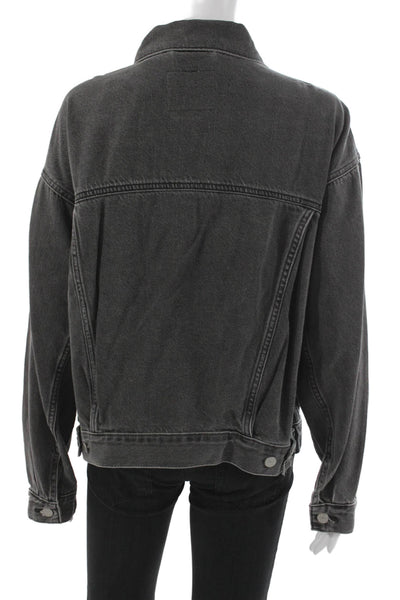 Levis Women Basic Jacket Black Long Sleeve Button Cotton Lyocell Size M