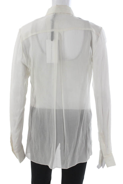 Jeffrey Dodd Women Silk Collared Long Sleeve Tunic Button Up Ivory Size 38
