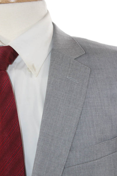 Boss Hugo Boss Mens Gray Virgin Wool 2 Piece Suit Jacket Business Fall Size 42