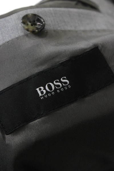 Boss Hugo Boss Mens Gray Virgin Wool 2 Piece Suit Jacket Business Fall Size 42