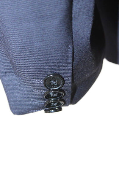 BOSS Mens 2 Piece Suit Jacket Virgin Wool Blue Solid Business Fall Size 46
