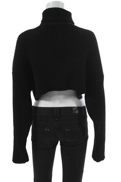 Zara Womens Black Ribbed Knit Turtleneck Pullover Sweater Long Sleeve Size M