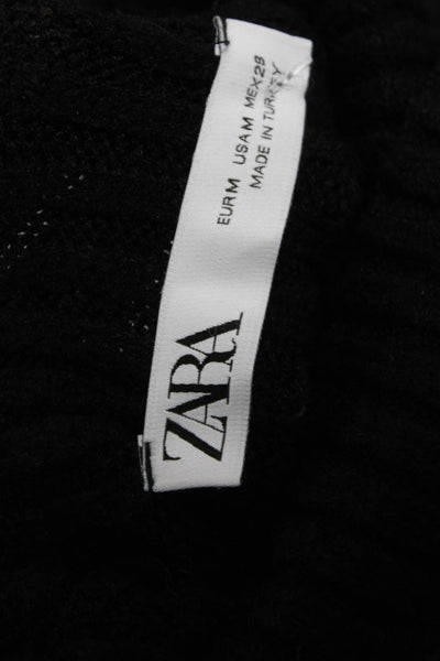 Zara Womens Black Ribbed Knit Turtleneck Pullover Sweater Long Sleeve Size M