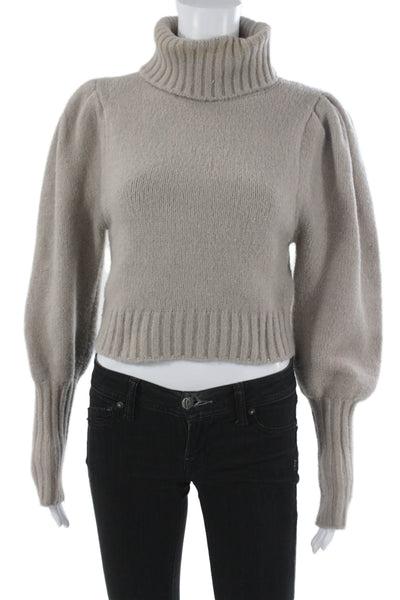 Zara Womens Pullover Sweater Turtleneck Long Sleeve Beige Size M