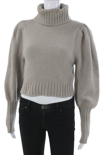 Zara Womens Pullover Sweater Turtleneck Long Sleeve Beige Size M