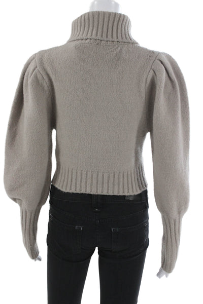 Zara Womens Pullover Sweater Turtleneck Long Sleeve Beige Size M