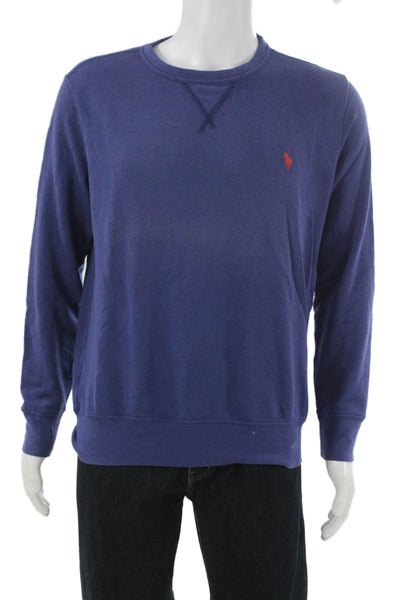 Polo Ralph Lauren Mens Pullover Sweatshirt Blue Cotton Crew Neck Size M