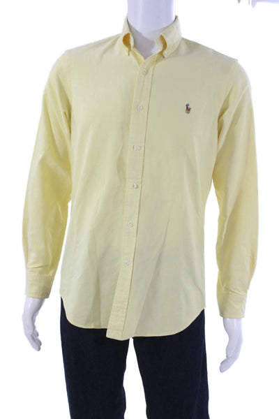 Ralph Lauren Blue Label Men Yellow Cotton Dress Shirt Long Sleeve Size S