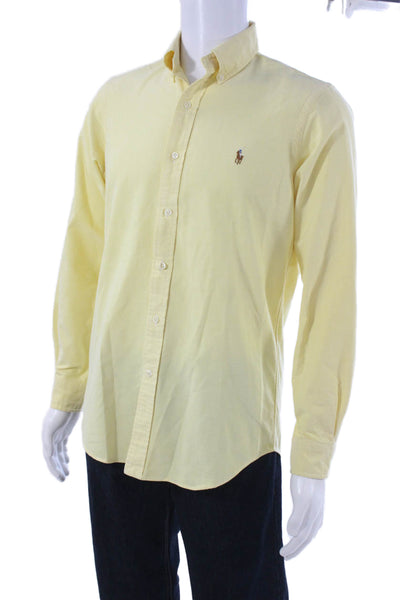 Ralph Lauren Blue Label Men Yellow Cotton Dress Shirt Long Sleeve Size S