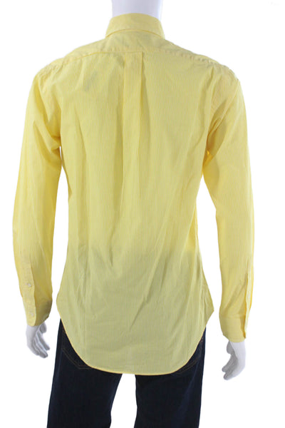 Ralph Lauren Mens Yellow Check Dress Shirt Long Sleeve Cotton Blend Size S