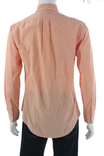 Ralph Lauren Mens Orange Cotton Check Button-Up Shirt Size S