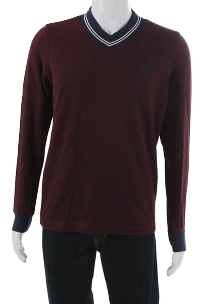 Brooks Brothers Mens Pullover V Neck Red Sweater Long Sleeve Size S
