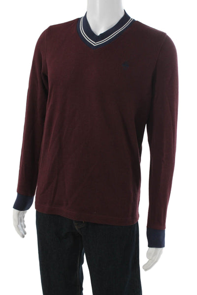Brooks Brothers Mens Pullover V Neck Red Sweater Long Sleeve Size S